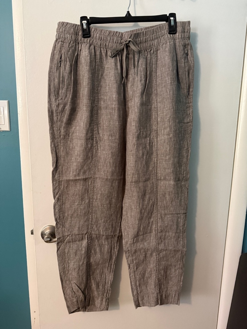 Athleta Women's Casual Drawstring Linen-Blend Pants in Khaki